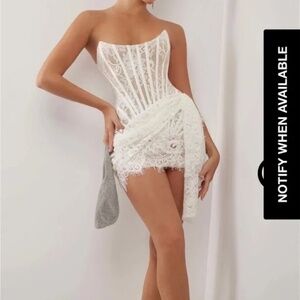 Heiress Beverly Hills White Lace Strapless Mini Dress